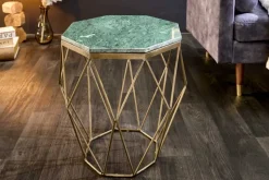 Abstrakter Beistelltisch DIAMOND 50cm grün Marmor messing Metall