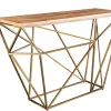 Abstrakter Konsolentisch DIAMOND 120cm natur messing Mangoholz Metallgestell