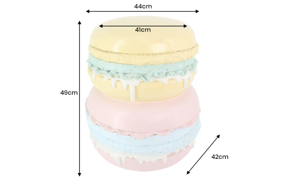 Außergewöhnlicher Beistelltisch MACARONS 50cm gelb rosa Fiberglas rund handmade