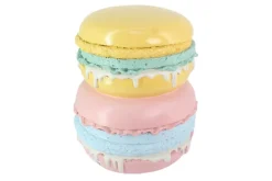 Außergewöhnlicher Beistelltisch MACARONS 50cm gelb rosa Fiberglas rund handmade