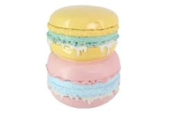 Außergewöhnlicher Beistelltisch MACARONS 50cm gelb rosa Fiberglas rund handmade
