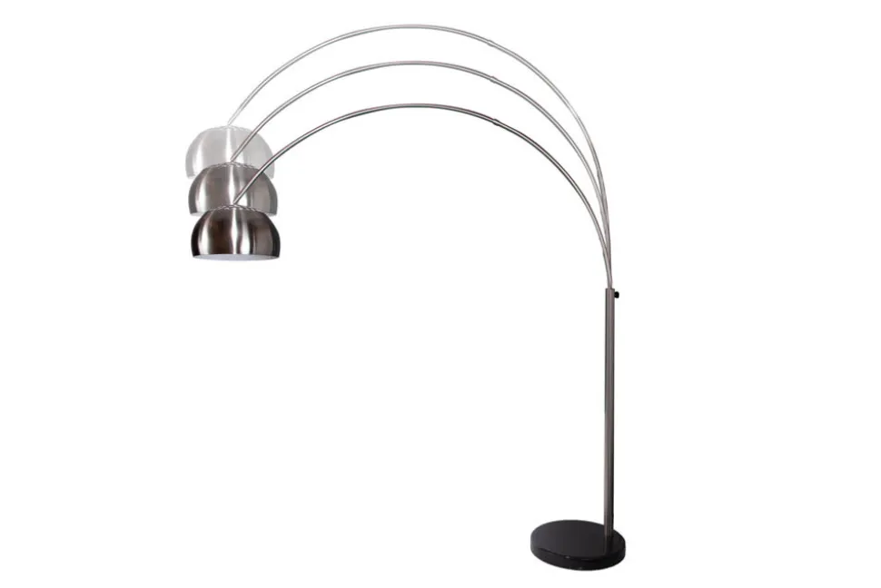 Ausziehbare Bogenlampe LOUNGE DEAL 170-210cm chrom gebürstet Marmorfuß Stehlampe