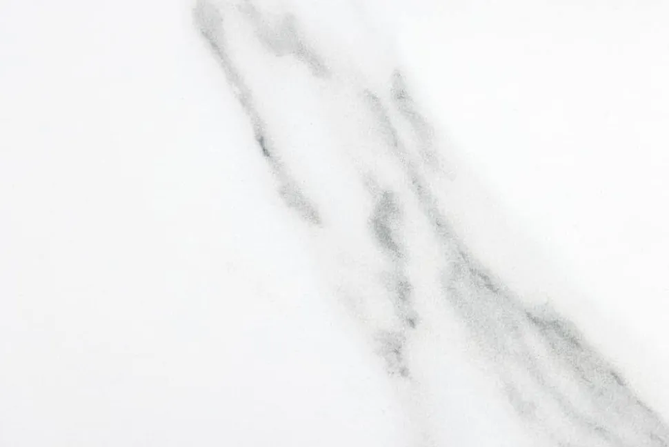 Ausziehbarer Esstisch ALPINE 160-200cm weiß Keramik Marmor schwarzes Metallgestell