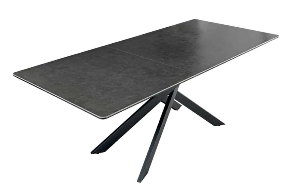 Ausziehbarer Esstisch ALPINE 160-200cm anthrazit Keramik schwarzes Metallgestell