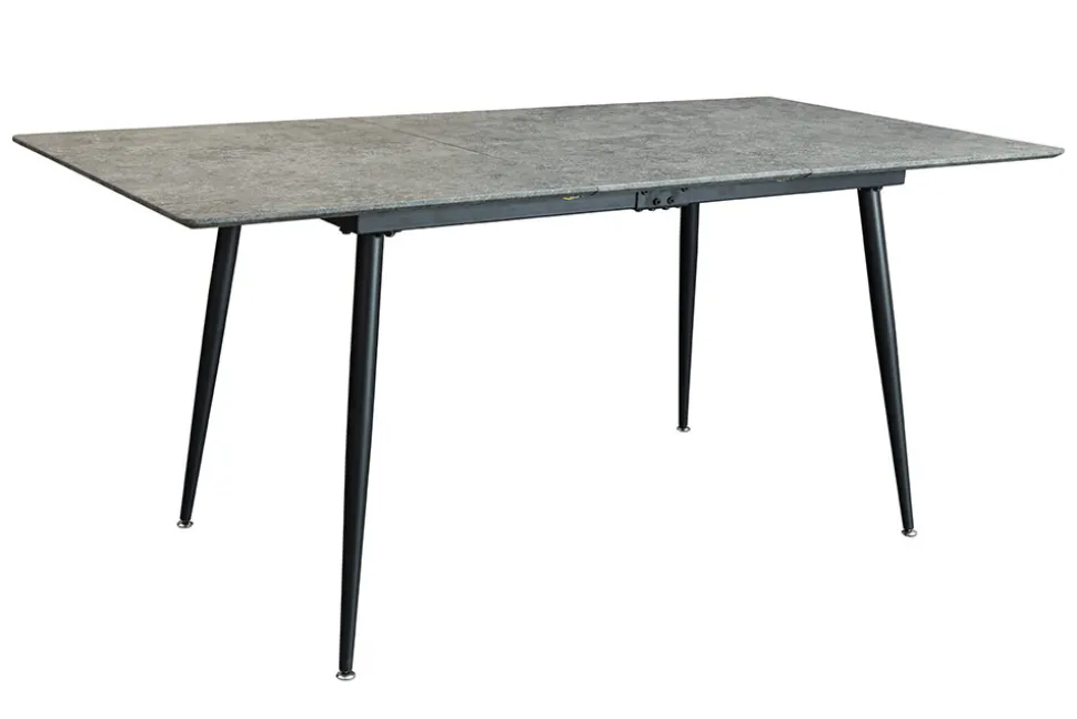 Ausziehbarer Esstisch APARTMENT 120-160cm grau Beton-Design schwarzes Metallgestell