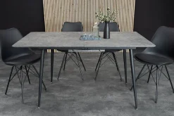 Ausziehbarer Esstisch APARTMENT 120-160cm grau Beton-Design schwarzes Metallgestell