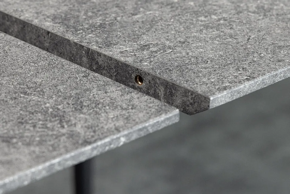 Ausziehbarer Esstisch APARTMENT 120-160cm grau Beton-Design schwarzes Metallgestell