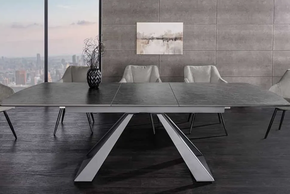 Ausziehbarer Esstisch CONCORD 180-230cm graphit grau Keramik schwarz Metall
