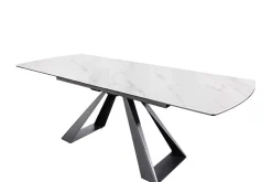 Ausziehbarer Esstisch CONCORD 180-230cm weiß Keramik schwarz Metall