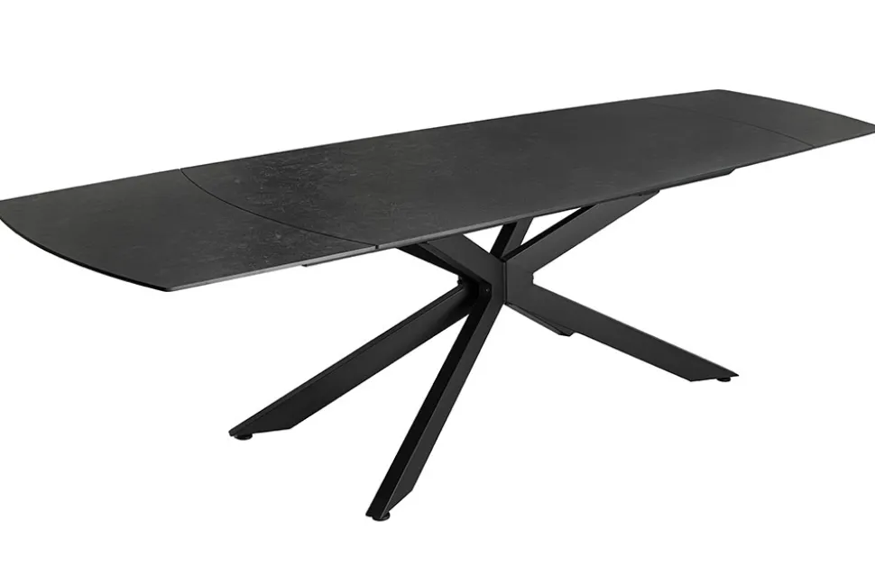 Ausziehbarer Esstisch COSMOS 160-240cm anthrazit Keramik schwarzes Metallgestell