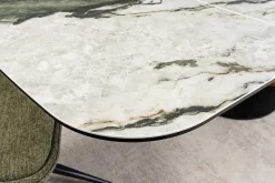 Ausziehbarer Esstisch ELEMENTS 180-260cm taupe grau spanische Keramik Walnuss Gestell
