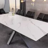 Ausziehbarer Esstisch ETERNITY 160-200cm weiß Keramik schwarz Metall