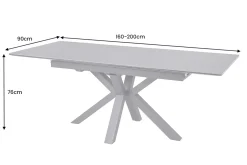 Ausziehbarer Esstisch ETERNITY 160-200cm graphit grau Keramik schwarz Metall