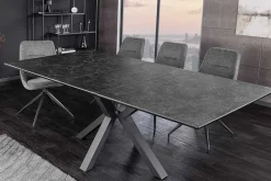 Ausziehbarer Esstisch ETERNITY 160-200cm graphit grau Keramik schwarz Metall