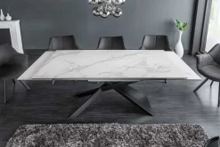 Ausziehbarer Esstisch EUPHORIA 180-220-260cm Marmor weiß Keramik made in Italy