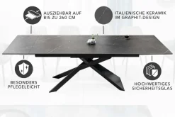 Ausziehbarer Esstisch EUPHORIA 180-220-260cm Graphit Keramik made in Italy