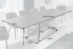 Ausziehbarer Esstisch EUPHORIA 180-220-260cm Graphit Keramik made in Italy