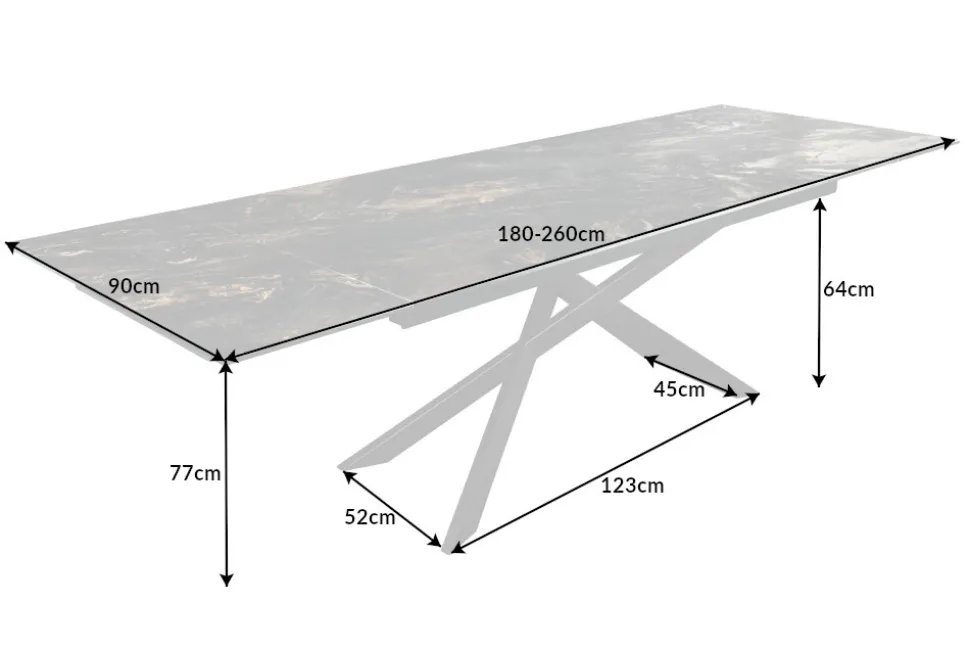 Ausziehbarer Esstisch EUPHORIA 180-220-260cm taupe Keramik made in Italy
