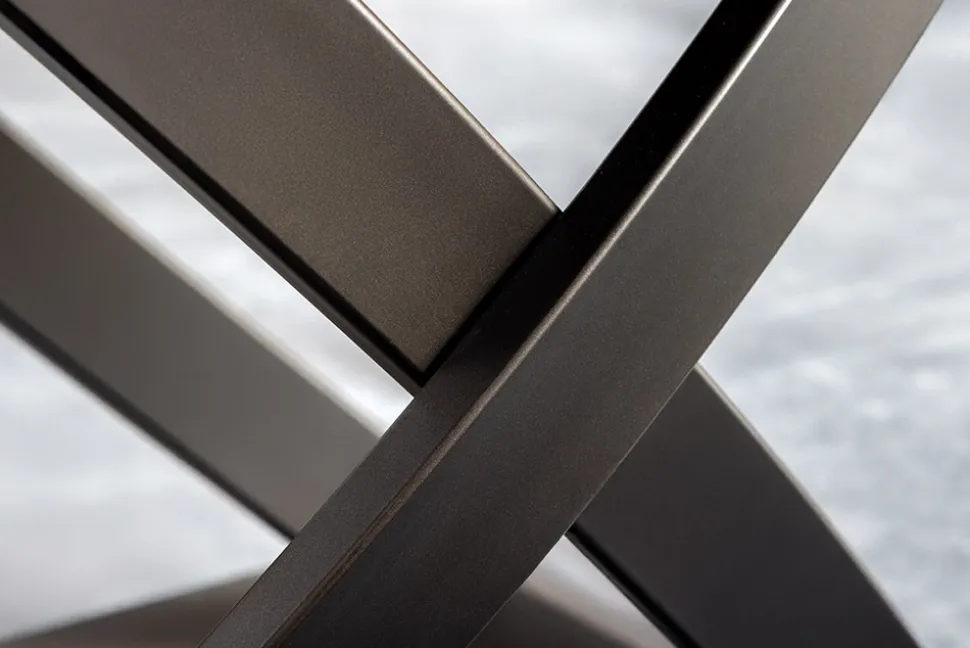 Ausziehbarer Esstisch INCEPTION 130-190cm weiß Marmor Keramik schwarzes Metallgestell