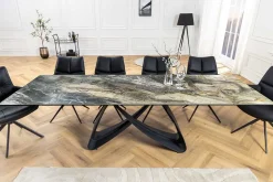 Ausziehbarer Esstisch INFINITY 180-260cm taupe Keramik Marmor schwarz Metall