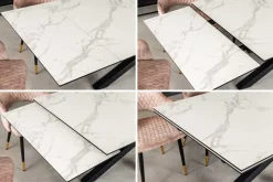 Ausziehbarer Esstisch MARVELOUS 180-220-260cm weiß Marmor Keramik made in Italy