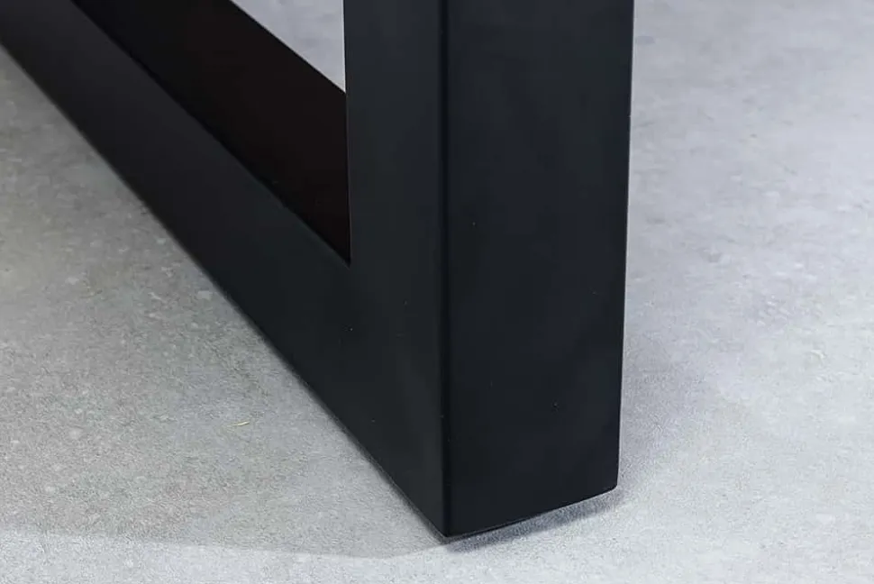 Ausziehbarer Esstisch MOSAIK 160-200cm braun Pinie recyceltes Massivholz Metall schwarz