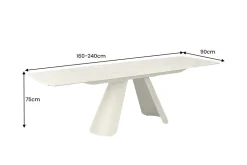 Ausziehbarer Esstisch VOGUE 160-240cm beige Keramik Travertin Metall champagner greige