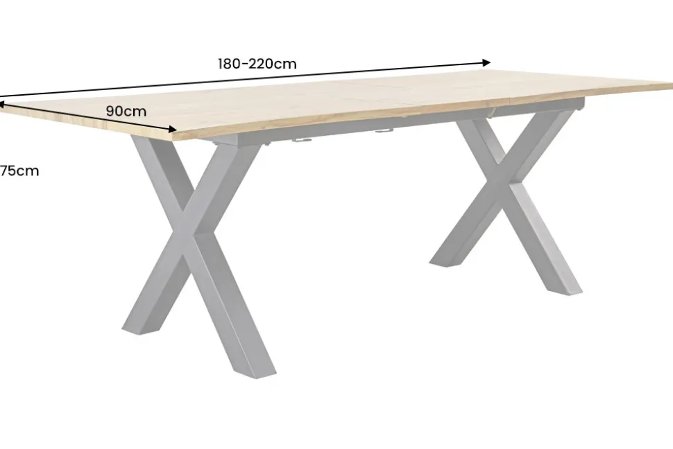 Ausziehbarer Esstisch WILD 180-220cm braun Wildeichen-Optik schwarz Baumkante