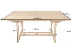Ausziehbarer Gartentisch EMPIRE TEAK 170-230cm natur Teakholz massiv wetterfest