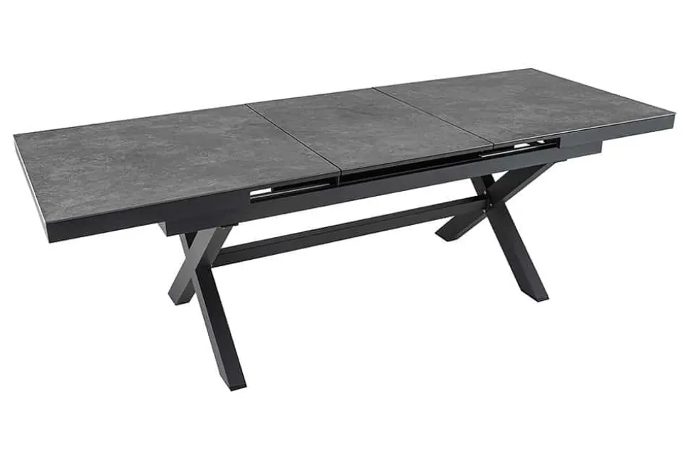 Ausziehbarer In- und Outdoor Esstisch EMPIRE 180-240cm anthrazit Keramik Gartentisch