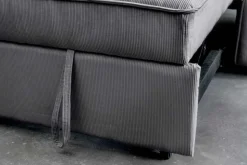 Ausziehbares Schlafsofa SMART 180cm grau Cord 2-Sitzer Couch mit Nosagfederung