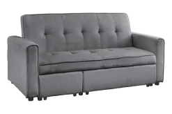 Ausziehbares Schlafsofa SMART 180cm grau Cord 2-Sitzer Couch mit Nosagfederung