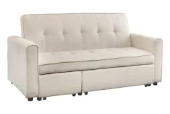 Ausziehbares Schlafsofa SMART 180cm beige Cord 2-Sitzer Couch mit Nosagfederung