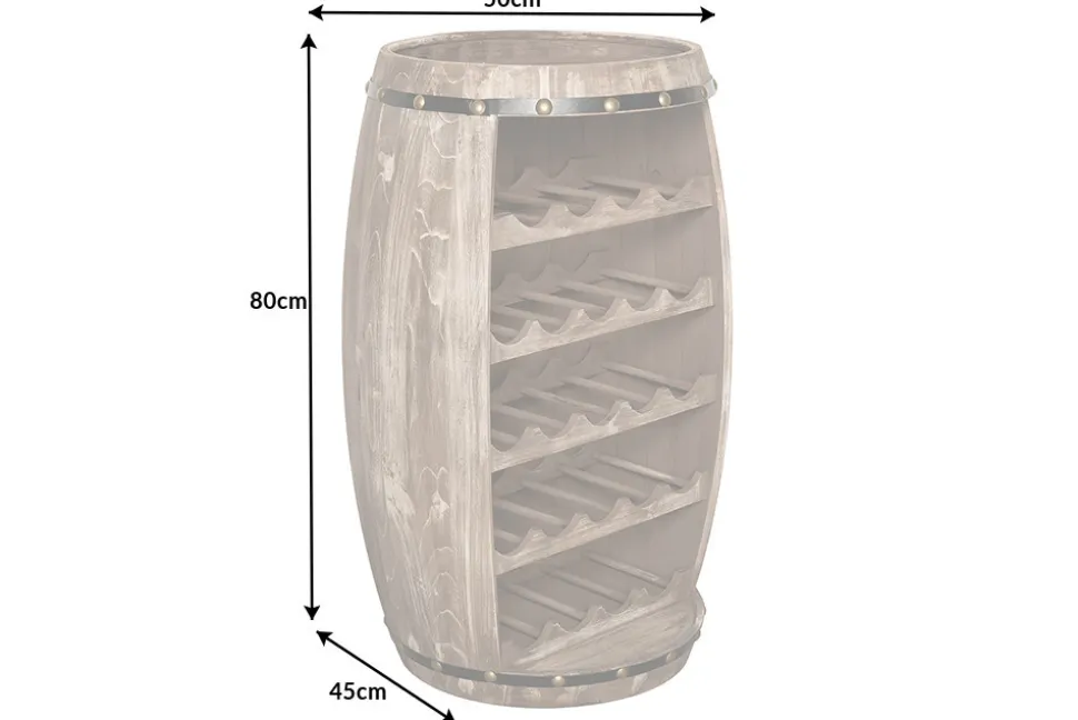 Authentisches Weinregal BODEGA 80cm natur Pinie Weinfass Shabby Chic