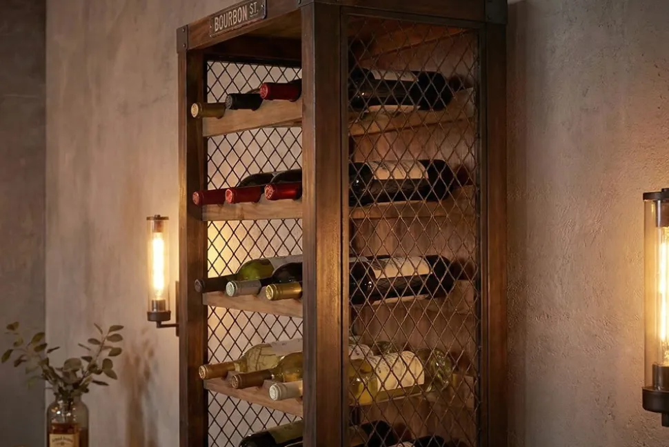 Authentisches Weinregal BODEGA 190cm natur Pinienholz Flaschenregal Schubladen