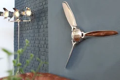 Authentische Wanddekoration SCREW III 90cm silber Flugzeug Propeller