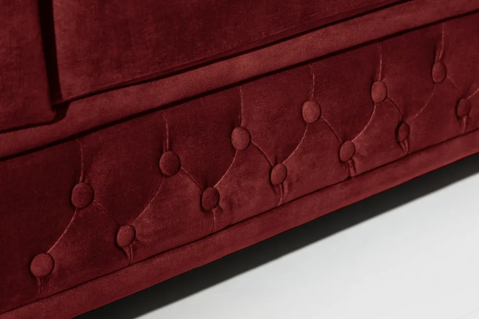 Barock Sofa CHESTERFIELD 205cm rot Samt Federkern Knopfheftung 3-Sitzer Couch