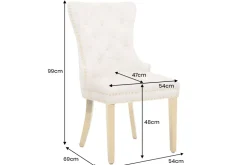 Barock Stuhl CASTLE DELUXE beige Samt gold Edelstahl mit Löwenkopf Ziernieten