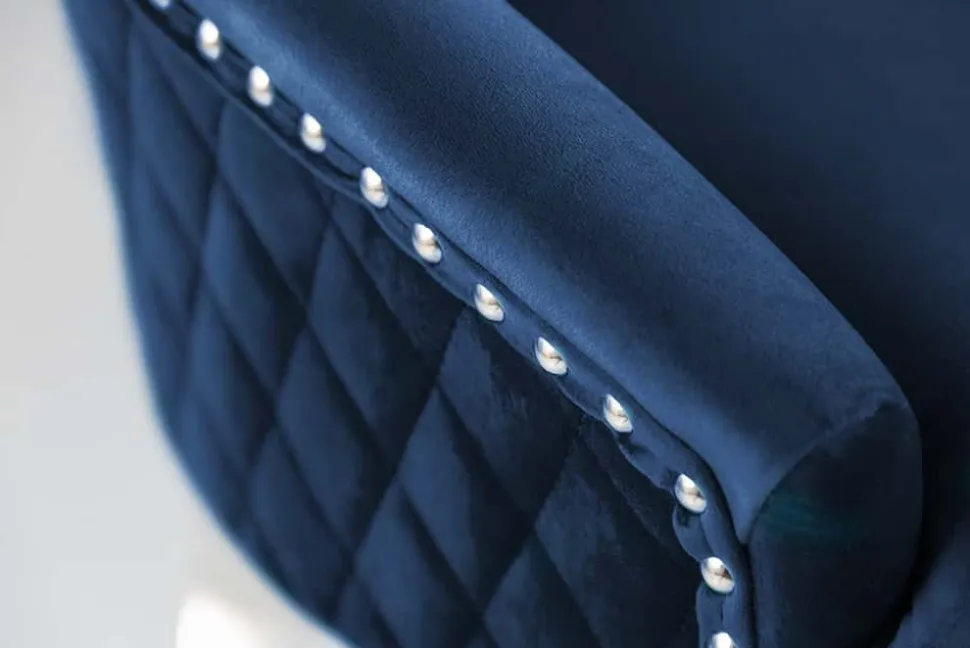 Barock Stuhl CASTLE DELUXE royalblau Samt Löwenkopf Chesterfield Design Esszimmerstuhl Nieten