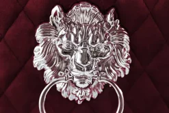 Barock Stuhl CASTLE DELUXE rot Samt Löwenkopf Chesterfield Design Esszimmerstuhl Nieten