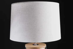 Befüllbare Tischlampe CLASSICO 60cm weiß transparent Glas mit Leinenschirm