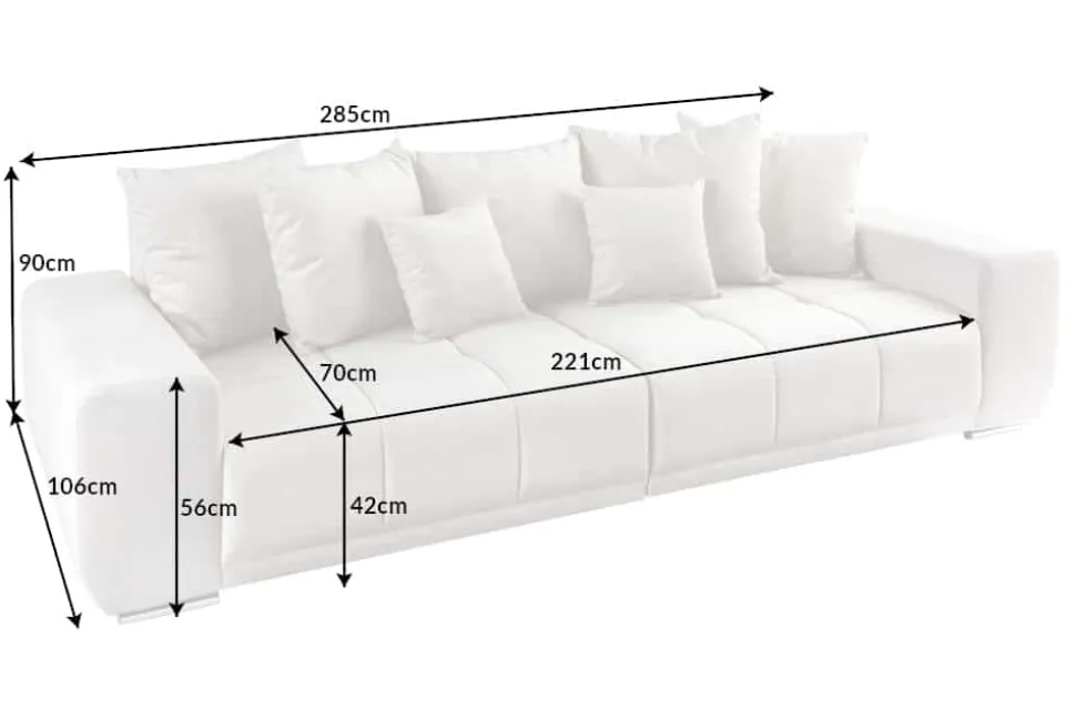 Big Sofa ELEGANCIA 285cm champagner beige Vogue Velours Samt inkl. Kissen Federkern