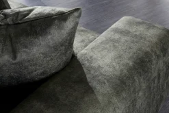 Big Sofa ELEGANCIA 285cm moosgrün Microfaser XXL Couch inkl. Kissen Federkern