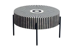 Bone Inlay Couchtisch HARMONY NATURE 65cm schwarz weiß Intarsien Kunsthandwerk
