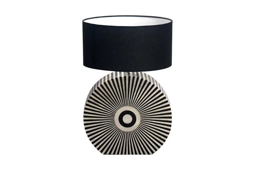 Bone Inlay Tischlampe HARMONY NATURE 65cm schwarz weiß Intarsien Kunsthandwerk