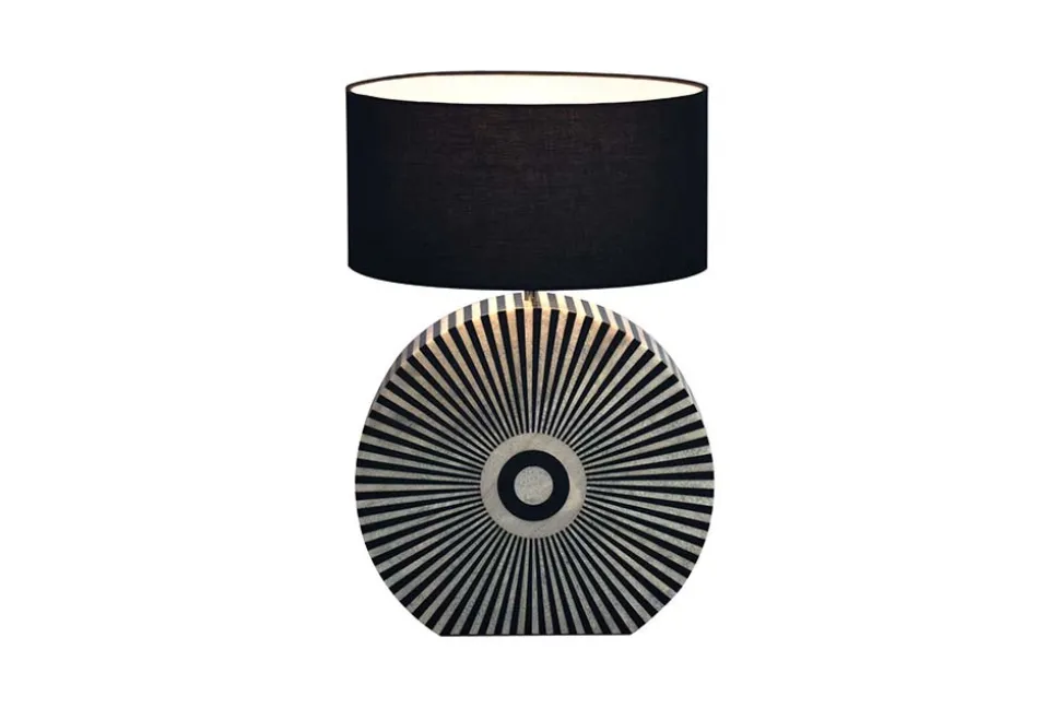 Bone Inlay Tischlampe HARMONY NATURE 65cm schwarz weiß Intarsien Kunsthandwerk