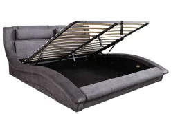 Boxbett SWING 160x200cm grau Vogue Seiden Samtstoff inkl. Stauraum und Bettkasten