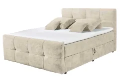 Boxspringbett TOULOUSE 160x200cm beige Microfaser inkl. Matratze Topper Stauraum