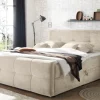 Boxspringbett TOULOUSE 180x200cm beige Microfaser inkl. Matratze Topper Stauraum