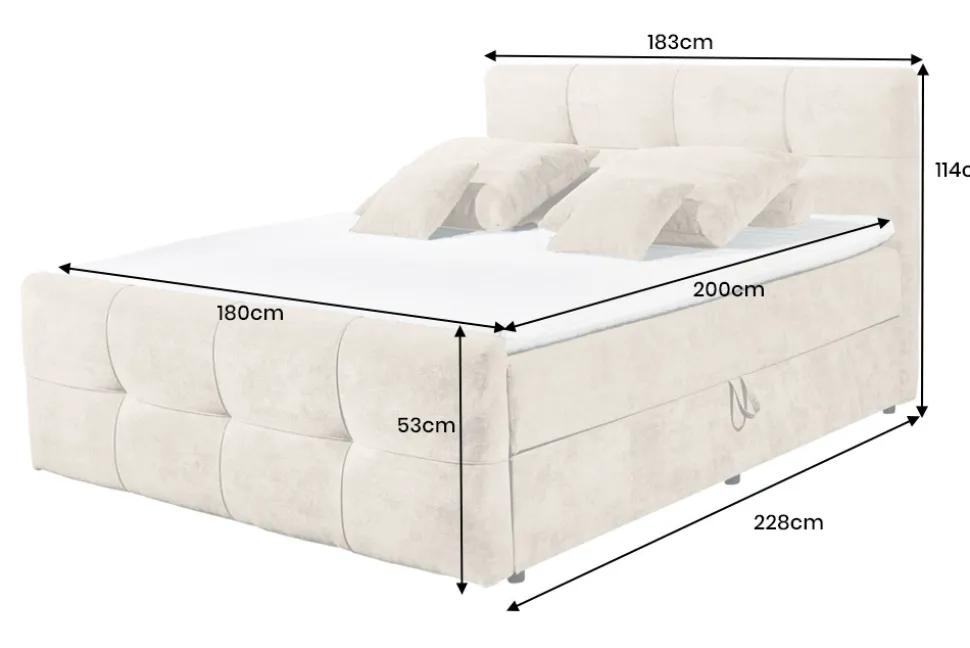 Boxspringbett TOULOUSE 180x200cm beige Microfaser inkl. Matratze Topper Stauraum